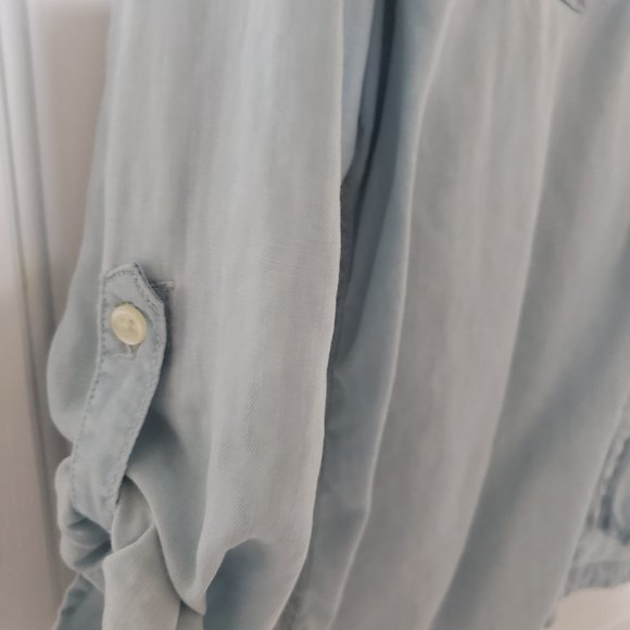 Chico's Lyocell Soft XL Petite Faded Blue Button Up Shirt - Picture 3 of 9